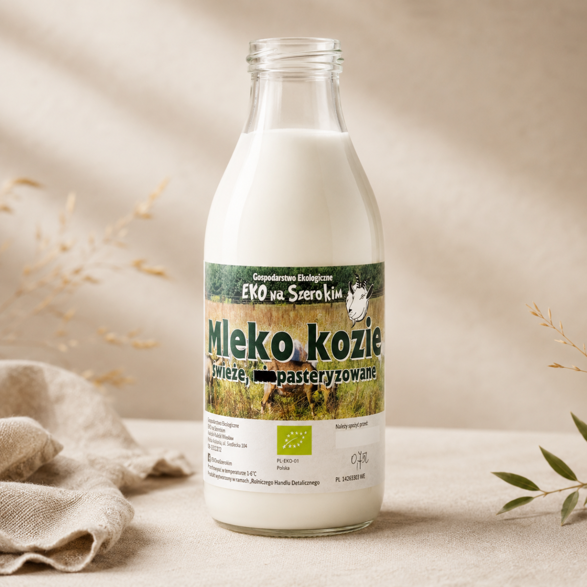 Kozie mleko ekologiczne z Żelkowa 750 ml | Eko na Szerokim | dostawa